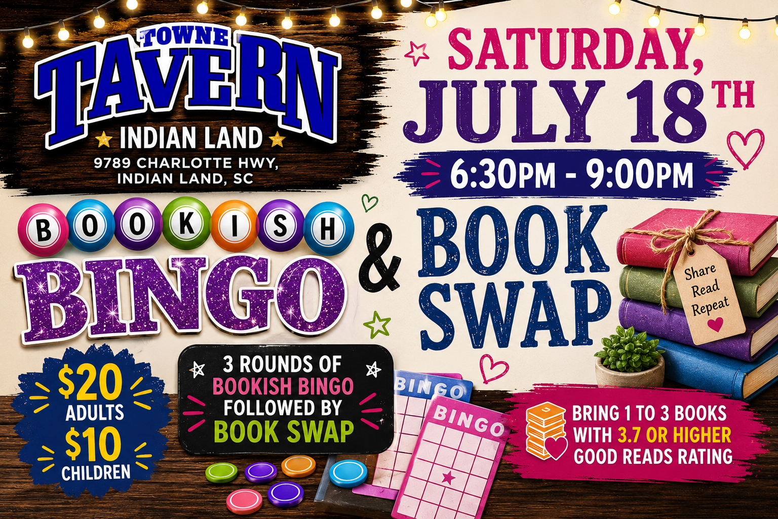 Adult - Bookish Bingo - Towne Tavern - Saturday, July 18th